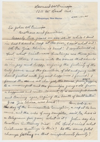 Letter from Cousin Leonard Del Principe Front.jpg Letter from Cousin Leonard Del Principe Front